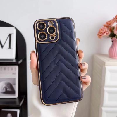 China Luxury TPU Leather Case For Iphone14 13 12 Phone Case For Apple Back Cover Plated Shockproof Phone Case for sale