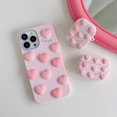 China Cute Fanshion 3D Ins Heart Silicone Earphone Case For Airpods Pro 3 1/2 Case for sale