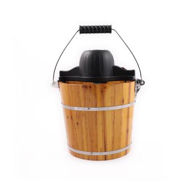 China Small Outdoor Useful Electric Manual Two In One Bucket Wooden Portable Household Mixing Fruit Yogurt Outdoor Ice Cream Maker for sale