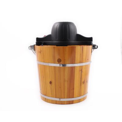 China 4 Quart Outdoor Two Electric Manual In One Table Top Wooden Bucket High Quality Home Outdoor Frozen Fruit Yogurt Ice Cream Maker for sale