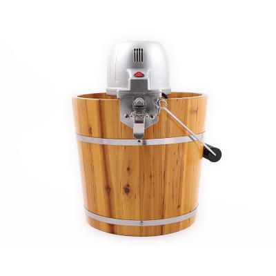 China Outdoor 4 Quart Two In One Fruit Wooden Jelly Prep Bucket Home Outdoor Use Supply 120/220V US/EU Plug Ice Cream Maker for sale