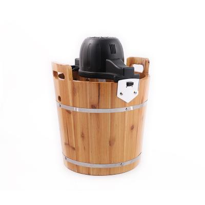 China Homemade Fruit Yogurt Frozen Soft Ice Cream Maker Small Hotel Nostalgia Bucket Electric Wooden Portable Easy Operation for sale