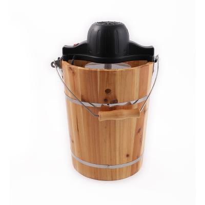 China Hotel Nostalgia Electric Wooden Bucket 6 Quart Large Capacity Easy Operation Ice Cooling Home Ice Cream Maker for sale