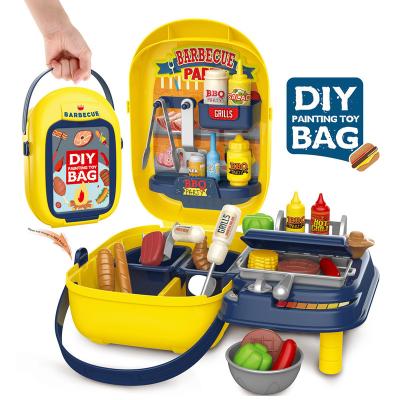 China Pretend Play Kids Pretend Play Suitcase BBQ Set Kitchen Barbecue Toy for sale