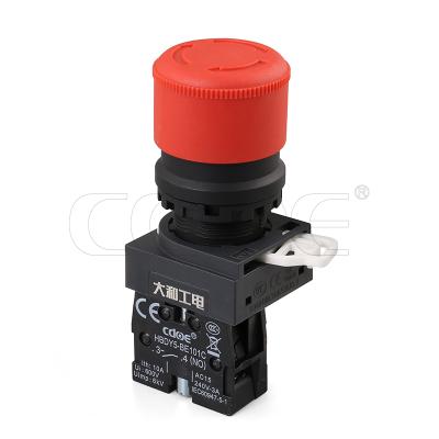 China New Style Plastic Small Red Head Latching Red Push Button OR Elevator Emergency Stop Switch Protected for sale