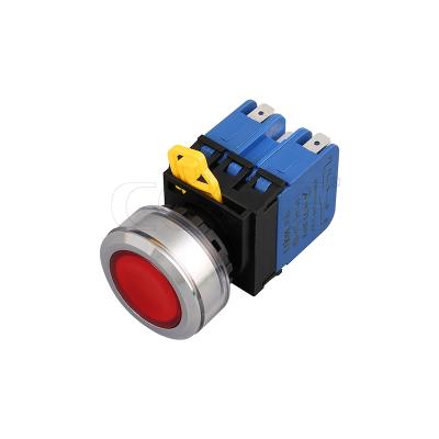 China Stainless Steel High Current Latching Momentary Normally Open 20A Switch Led 24v 30mm Red Push Button for sale