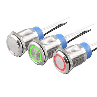 China New Products 22mm Metal Head Waterproof Led 2no Metal Button Switch Wire Momentary Latching 22mm Push Button Switch for sale