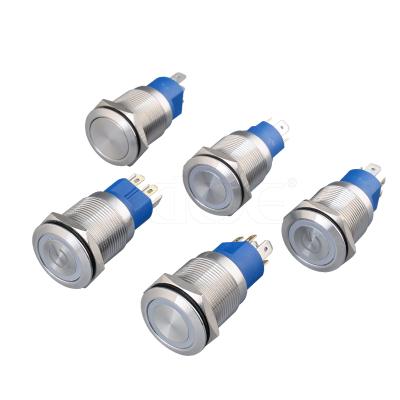 China 2021 stainless steel spdt new product waterproof high intensity metal push button switch ip65 RGB 22mm 1no1nc 10a for sale