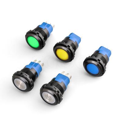 China 1no1n nylon plastic shell nylon light head led lights 220v 10A 22mm 5 pin RGB momentary switch with connector for sale