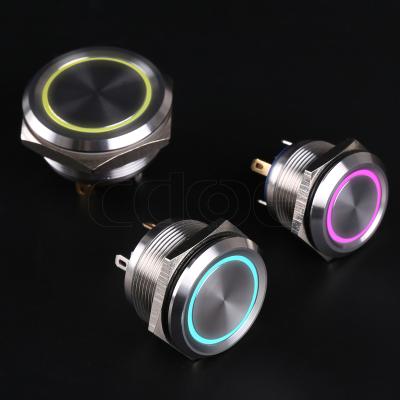 China 1no1nc ip67 Tricolor Push Button Reset Contact Control 25mm RGB Momentary Short Stroke Small Circuit Small Type Slim Type Product for sale