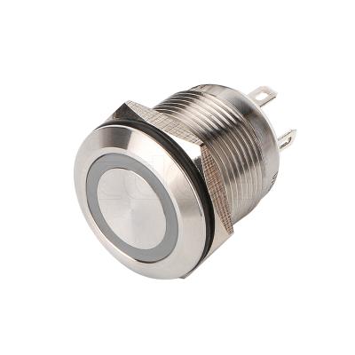 China 19mm Metal Stainless Steel Normally Open Ring Illuminated RGB Industrial Momentary Push Switch for sale