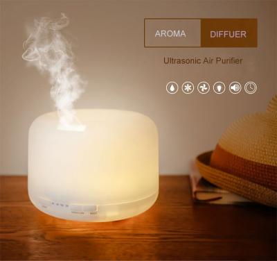 China Factory Outlet Aroma Diffuser Timing Warm Light And Oil 7 Pure White Color Nebulizer 500ml Air Light Humidifier Essential for sale