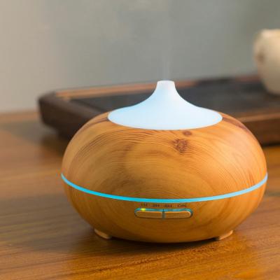 China Smell Comfortable Onion-shape 300ml Wooden Grain Humidifier Ultrasonic Essential Oil Aroma Diffuser With 7 LED Colors for sale