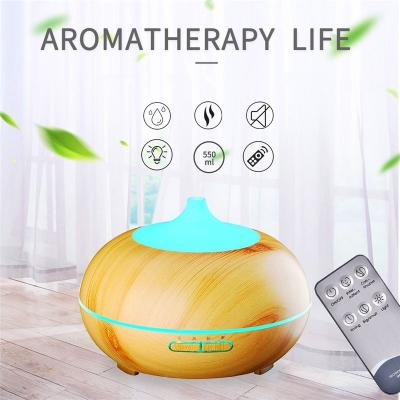 China 300ml Remote Control Household Aromatherapy Purifier Electric Ultrasonic Wooden Grain Essential Oil Grain Aroma Diffuser for sale