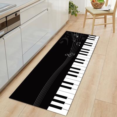 China 3D Piano Print Washable Crystal Super Soft Runner Carpet Washable Non-slip Support Floor Mat For Entryway Kitchen for sale