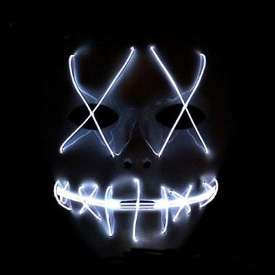 China PVC Halloween Mask Neon Led Party Where Costume Bleed Masks Scary Horror Mask Cosplay Costume Led DJ Party Light Up Mascara Glow for sale