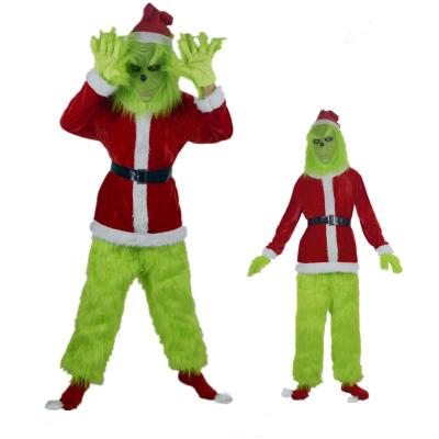 China Spandex Halloween Explosion Green Fur Monster Grinch Santa Costume Party Cosplay Costume for sale