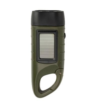 China Camping Flashlight Torch For Outdoor Climbing Hiking Emergency Camping Hand Crank Dynamo Solar Powered Rechargeable LED Flashlight for sale