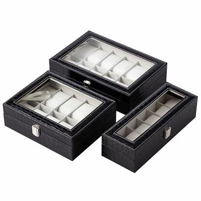 China Yiwu Leather Professional Factory Customized Leather Organizer Leather Watch Case Croco Watch Boxes 6 Slots 10 Slots 12 Slots for sale