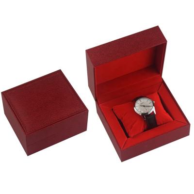 China Classic Paper Red Custom Design Plastic Plain Paper Gift Packaging Box With Pillow For Watches for sale