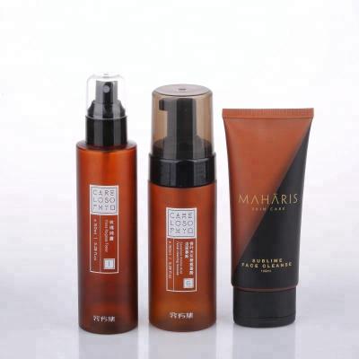 China Wholesale Pet Lotion Water Recyclable Brown Material Plastic Skin Care Bottle For Cosmetic for sale