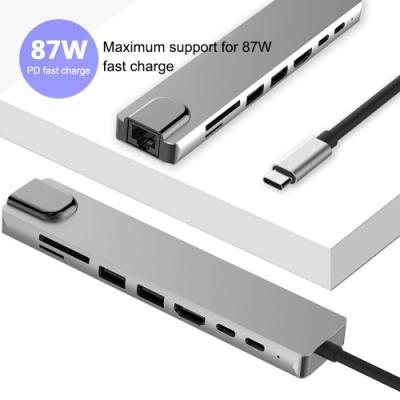 China Wholesale Best Sale High Quality 8 in 1 USB-c Hub Converte Adapter Mobile Devices Computer Builder .desk for sale