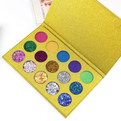 China Waterproof Shiny eye shadow diamond gold powder children's stage performance pearlescent 15 color eye shadow combination plate for sale