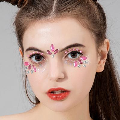 China Temporary rhinestone stickers Acrylic Glitter Rhinestone Temporary Sexy Face Tattoo Sticker DIY Holiday Party Masquerade  rhinestone face for sale