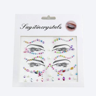 China Temporary Rhinestone Mermaid Body Stickers Gem Stones Neck Jewel Face Sticker Crystals for Women for sale