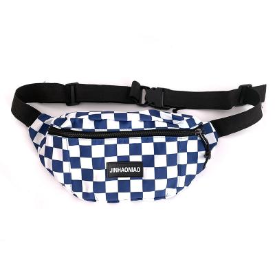 China Fashion Lattice Water Proof Casual Badge Pocket Casual Fanny Pack Waist Bags Unisex Purses for sale