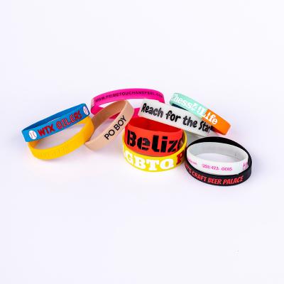 China Each 100% Non-allergenic Silicone Embossed Bracelet for sale