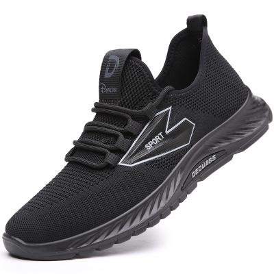 China Wholesale Fashion Trend China Shoes Fly Knit Upper Unique Breathable Rubber Black Sneakers For Mens Running Shoes Sport Man Sneaker Shoes for sale