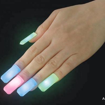 China Novelty Light Up Finger Nail in Assorted Colors for Night Club Occasion 10*30*10mm for sale