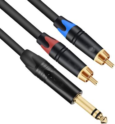 China Quarter Inch DVD Player TRS to 2 RCA Y-splitter Stereo Audio Cable for sale