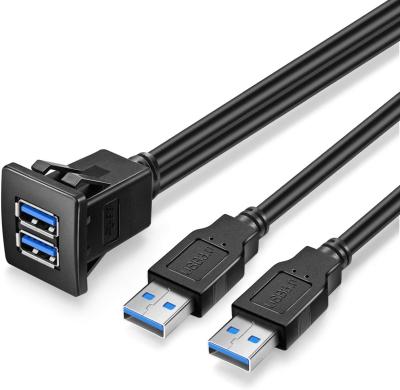 China Dual USB 3.0 COMPUTER to USB3.0 Extension Mount Dash Panel Flush Mount Cable for sale