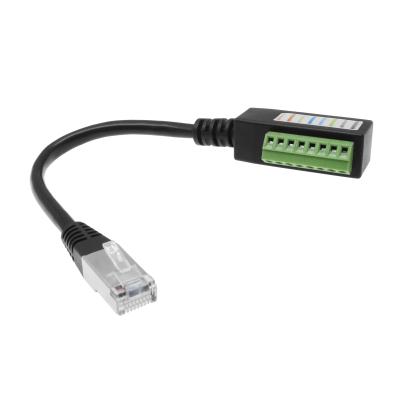 China RJ45 Male Terminal Block RJ45 Adapter To 8 Position Side Terminal With 6 Inch Pigtail Cable 21 - A.W.G. 30 for sale