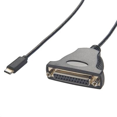 China FTDI USB Type C To DB25 Serial Converter Cable For Printer Dummy Modem Crossover Extension Cable for sale