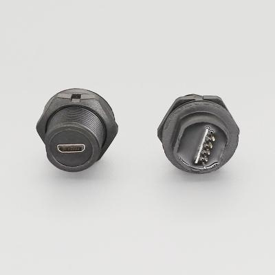 China COMPUTER Micro USB Male To Male IP67 Straight Panel Cable Juction Connector for sale