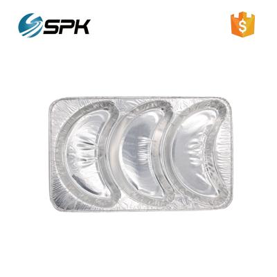 China Disposable Flat Food Compartment Aluminum Foil Food Packaging Container Trays for sale