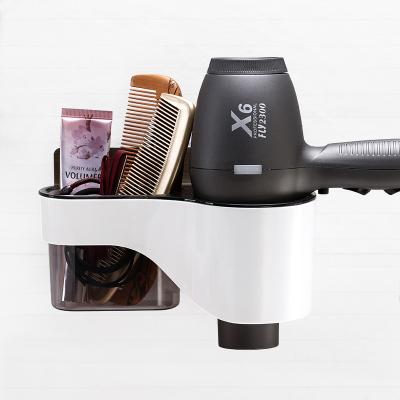 China Sustainable Stylish Bathroom Plastic Hair Dryer Holder With Storage Rack Punch Free for sale