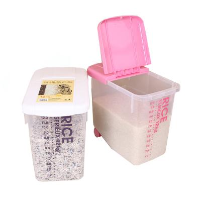 China Kitchen 12KG PP Sealed Home Plastic Rice Grain Pet Food Storage Container Insect Proof Rice Dispenser Box for sale