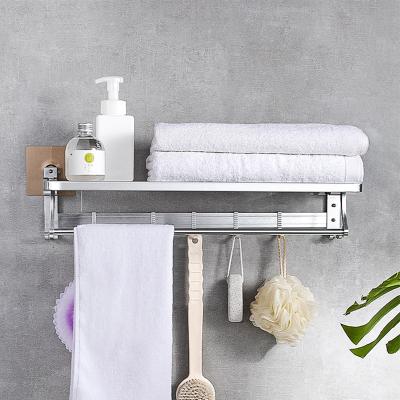 China Wholesale Mordern Wall Mounted Wall Mounted Foldable FOLDER Hotel Home Double Layer Towel Rack With Hook For Bathroom for sale