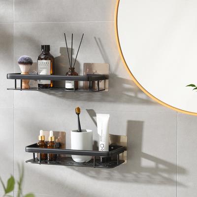 China No Drilling Sales Russian Online Black Aluminum Space Square Square Bathroom Shelf Super Loading Thickness No Punch Buries With High Quality for sale