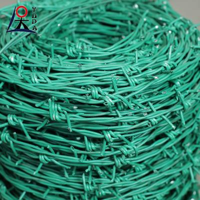 China 14 Gauge PVC Coated Barbed Wire Galvanized Decorative Barbed Wire Roll for sale