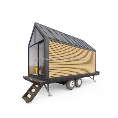 China Galvanized Steel Square Tubes Modern Triangular Wooden Container House on Wheels for Outdoor Coffee Sales and Design Style for sale