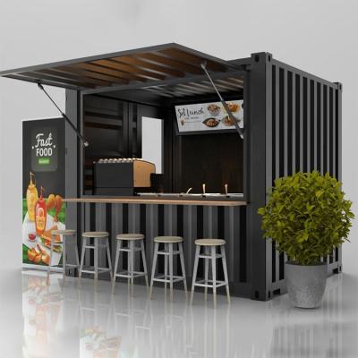 China Estructura principal 20ft Contenedor Bar de café de comida rápida Mini tienda emergente Casas de café con tubos cuadrados de acero galvanizado en venta