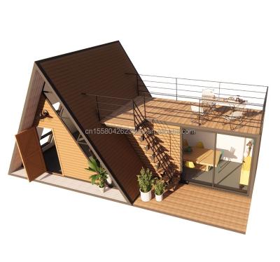 China Driehoekhuis Een frame house kit voor wonen met 50/75/100mm wave sandwich paneel muur en log Te koop