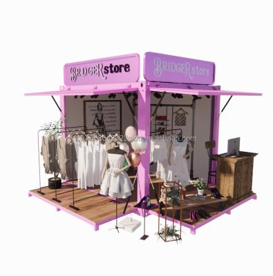 China Hotel Promotion 10ft Pop-up Container Clothing Store with Steel Frame and Galvanized Steel Bending for sale