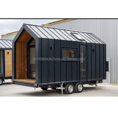 China 50/75/100mm Wave Sandwich Panel Modular Steel Structure Prefabricated Shipping Mobile Kitchen Restaurant Container House on Wheels for sale