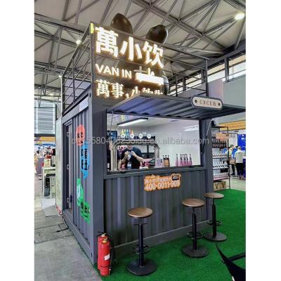 China 10ft Mini Pop Up Shop Container Huis Restaurant Winkel Straat Food Kiosk Container met gegalvaniseerde stalen vierkant buizen Te koop